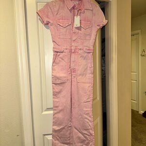 Pink denim jumpsuit - brand new with tags!